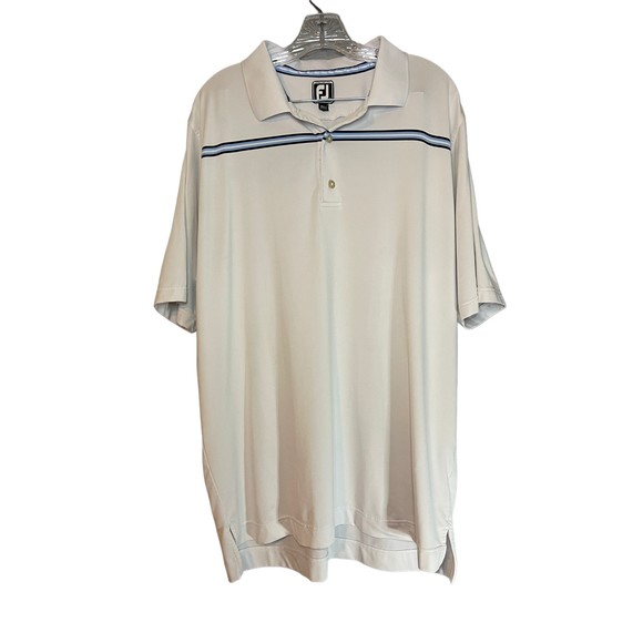 FootJoy Athletic Fit Blue & White Stripe Block Smooth Polo Golf Shirt Size XL - Picture 1 of 3
